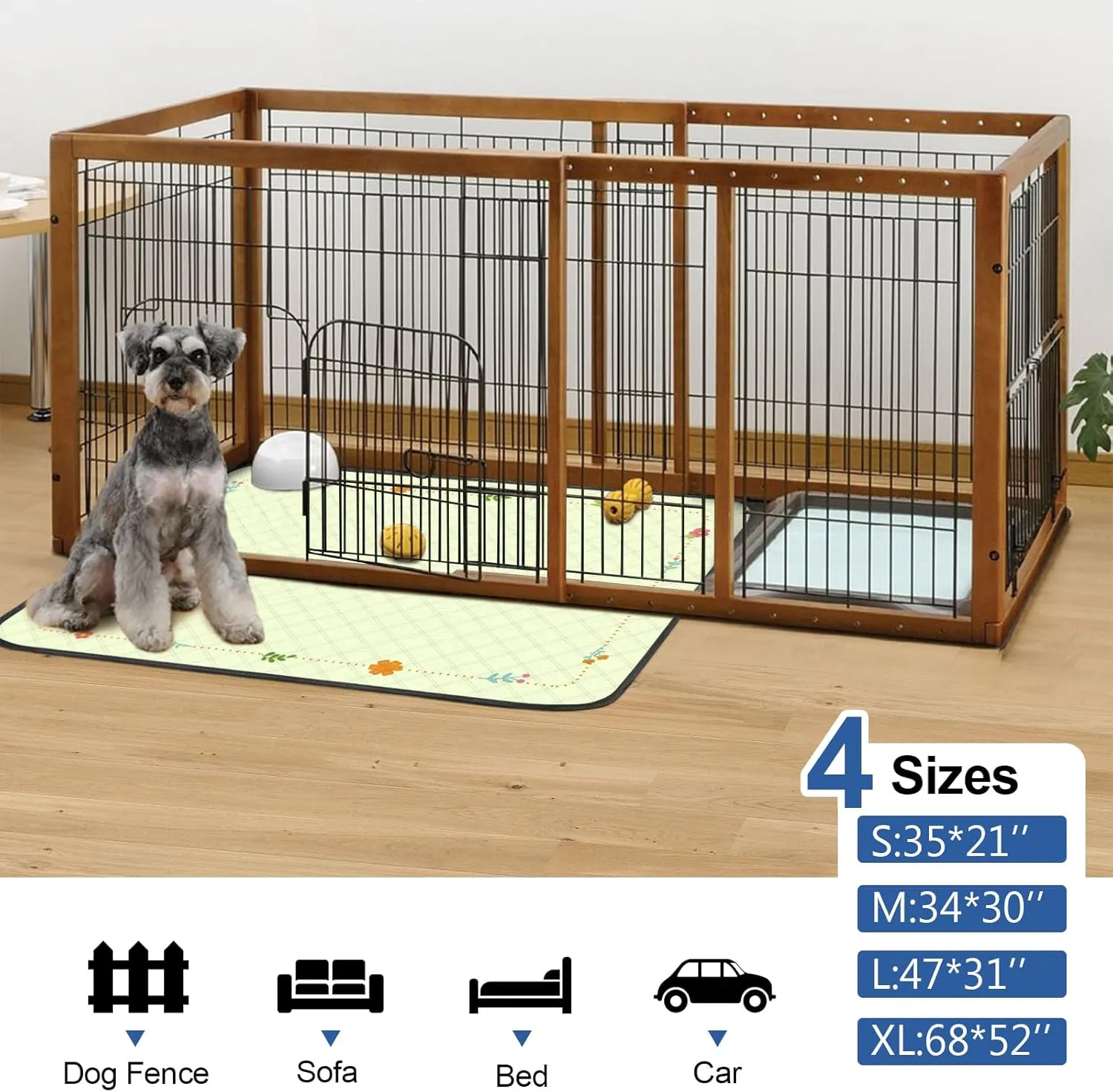 Washable Pee Pads for Dogs, Dog Potty Training Pads, Reusable Puppy Pads,Absorbent & Leak-Proof, Non Slip Training Mats for Puppy Potty,Rabbit Pen ,Guinea Pig Enclosure (2 Pack)