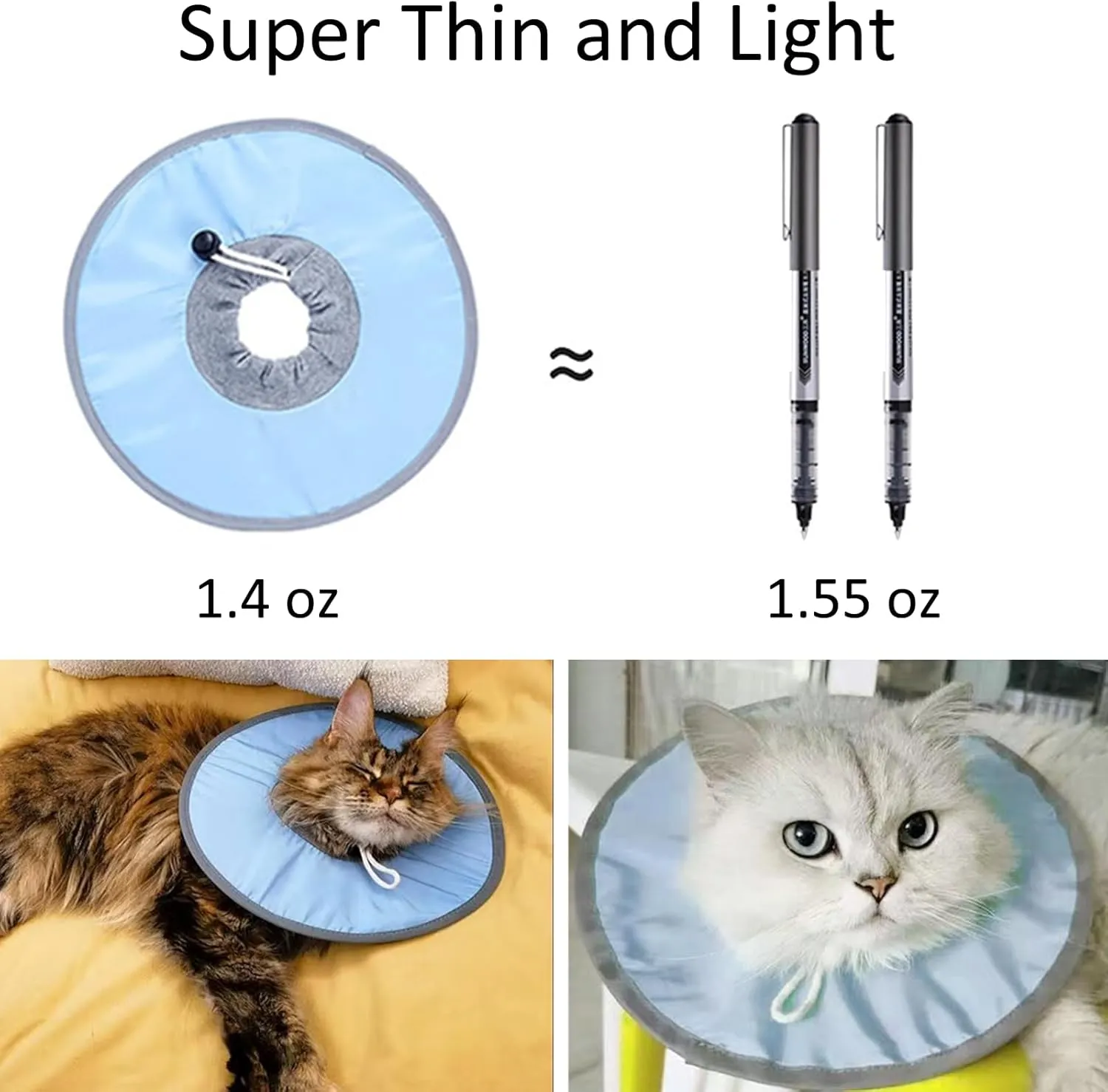 Waterproof Cat Recovery Collar, Adjustable Pet Cone Collar, Protective Cat Neck Cones to Stop Licking Wounds, Lightweight Kitten Cones After Surgery, Elizabethan E Collar for Cats, Small Dog, Puppy