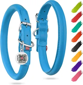 WAUDOG Ultra Soft Rolled Leather Collar - Soft Padded for Small, Medium, and Large Dogs - Puppy Collar for Male and Female Dogs