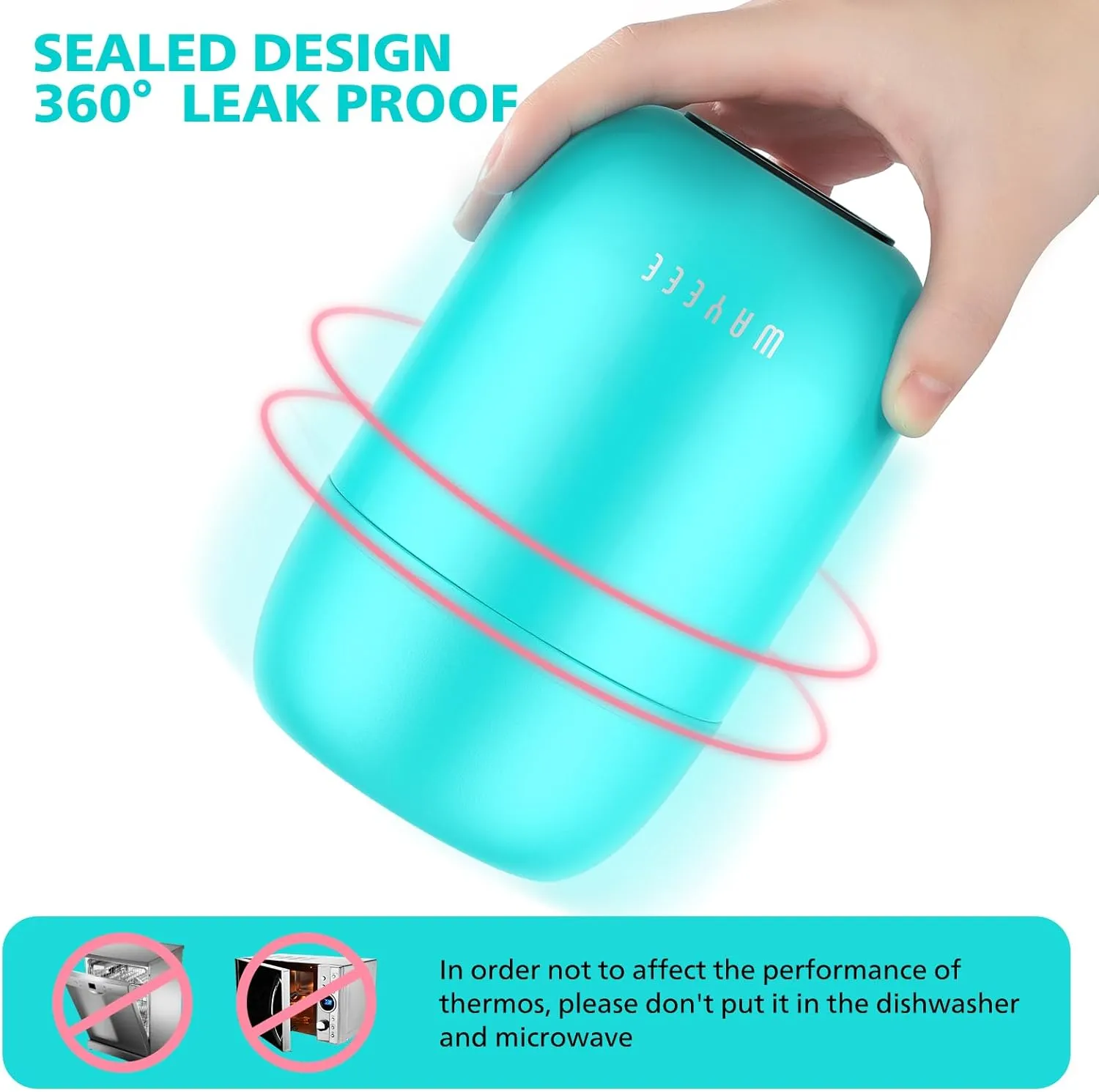 WayEee Food Containers for Hot Food Insulated Food Jar, Vacuum Bento Box Lunch Containers 16 oz for Kids Adults, Airtight Stainless Steel Soup Containers with Spoon, for School, Travel, Picnic - Blue